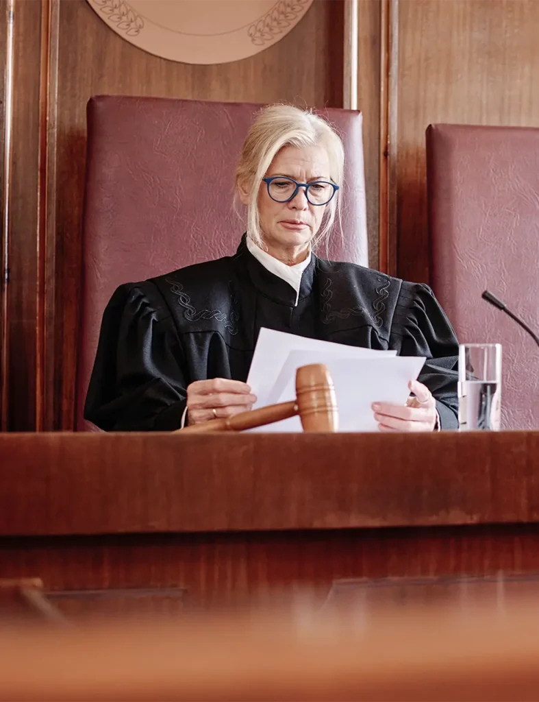 Female judge in courtroom